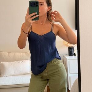 Rebecca Taylor Navy Blue Silk Top